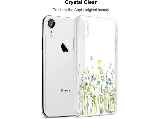 Unov Case Compatible with iPhone XR Case Clear with Design Slim Protective Soft TPU Bumper Embossed Pattern 6.1 Inch (Flower Bouquet)