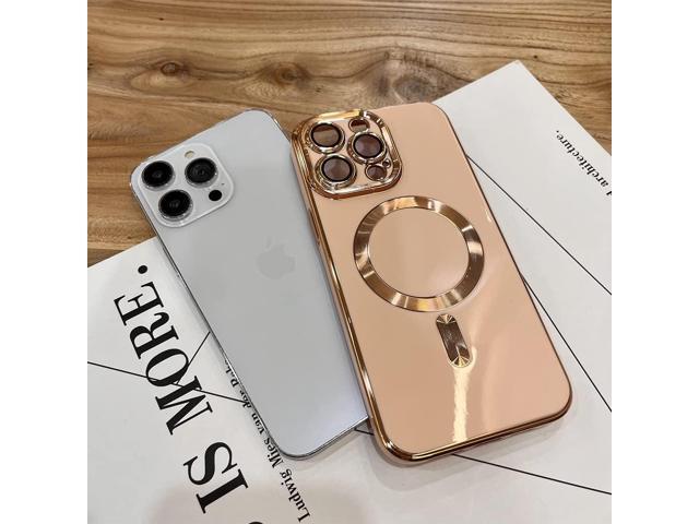 OOK Magnatic Case for iPhone 15 Pro Max Case [Compatible with MagSafe] Full Camera Lens Protector Gold Electroplate Edge Soft TPU Shockproof...