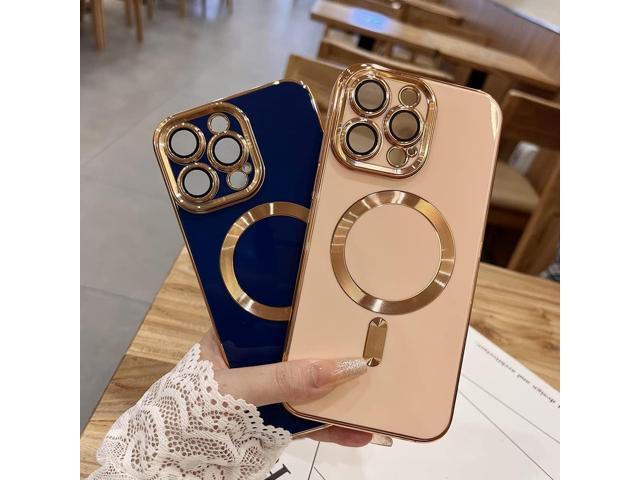 OOK Magnatic Case for iPhone 15 Pro Max Case [Compatible with MagSafe] Full Camera Lens Protector Gold Electroplate Edge Soft TPU Shockproof...