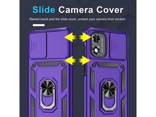 Janmitta Compatible with Moto G Play 2024 Case Built in Slide Camera Lens Cover+Screen Protector+Ring Holder,Heavy Duty Shockproof Full Body...