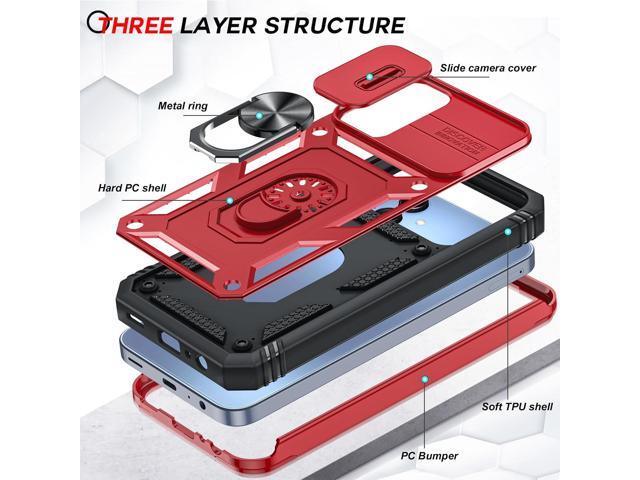 LeYi for Galaxy A15 5G Case: Samsung A15 Screen Protector with Samsung A15 5G Telephone Case, Metal Stand Heavy Duty Shockproof para Mobile Smart...