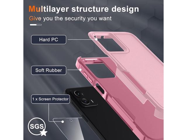 for Motorola Moto G Power 5G 2024 Case, Full Body Heavy Duty Rugged Shockproof Protective Phone Cover with Lanyard Strap, Tempered Glass Screen...