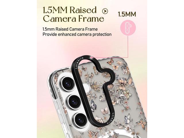 for Samsung Galaxy S23 FE Case for Women - Girls Cute Design Compatible with Magsafe Magnetic Ring Holder Stand Butterfly Plants Phone Covers...