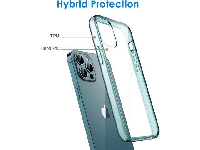 Case for iPhone 12 Pro Max 6.7-Inch, Non-Yellowing Shockproof Phone Bumper Cover, Anti-Scratch Clear Back (Pacific Blue)