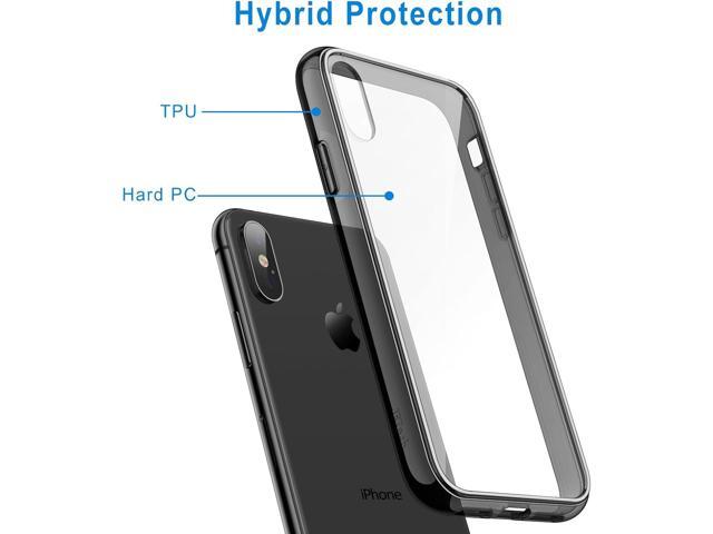 Case for iPhone Xs Max 6.5-Inch, Non-Yellowing Shockproof Phone Bumper Cover, Anti-Scratch Clear Back (Black)