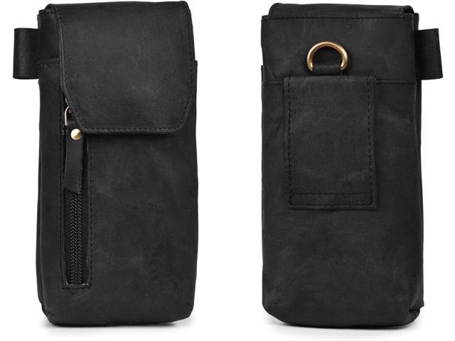 Leather Village Genuine Leather Cell Phone Holster 7X3.5- Black- Universal Smartphone Phone Case with Belt Clip [Magnetic Closure] ID Card Holder...