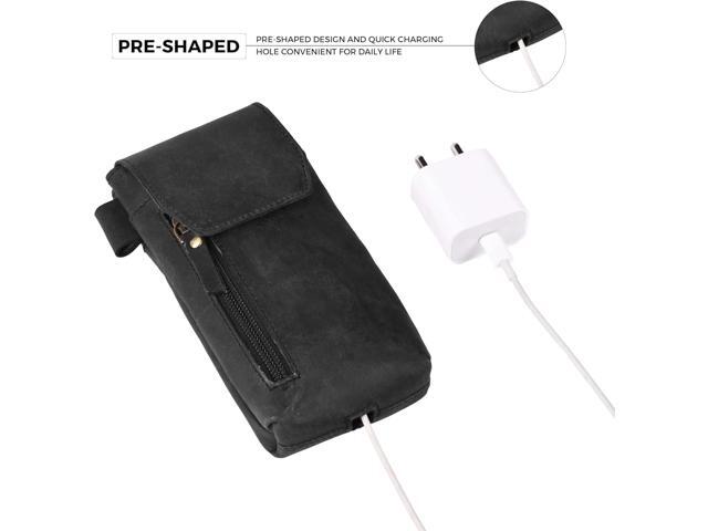 Leather Village Genuine Leather Cell Phone Holster 7X3.5- Black- Universal Smartphone Phone Case with Belt Clip [Magnetic Closure] ID Card Holder...