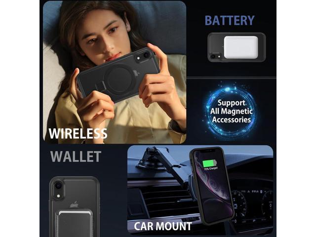 DUEDUE for iPhone XR Case Magnetic with Ring Stand[Compatible with Magsafe], Full Body Protective Cover Slim Shockproof Kickstand Phone Case for...
