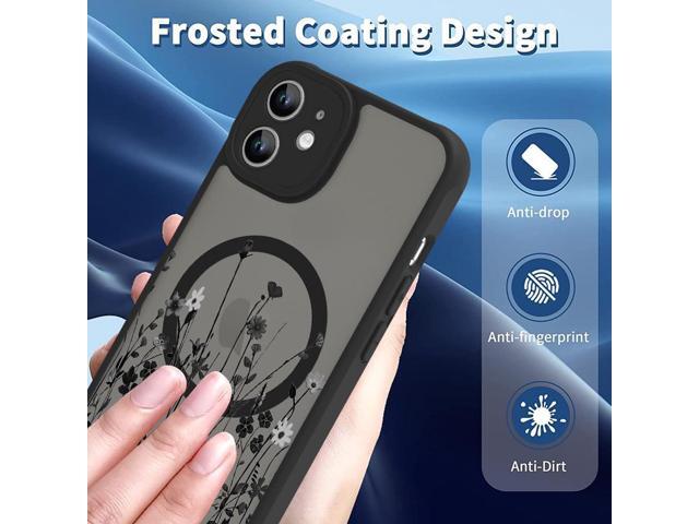 OOK Magnetic for iPhone 11 Case [Compatible with MagSafe] Black Wild Flower Slim Translucent Matte Case for iPhone 11 Case Camera Lens Protection...