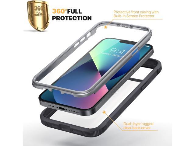 Diaclara Designed for iPhone 13 Case, Full Body Rugged Case with Built-in Touch Sensitive Anti-Scratch Screen Protector, Soft TPU Bumper Case for...