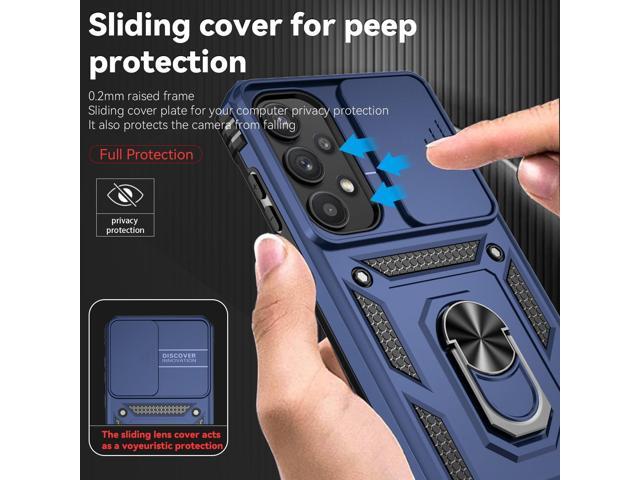 for Samsung Galaxy A35 5G Case with Camera Lens Cover HD Screen Protector, Dual Layer Military-Grade Drop Tested Magnetic Ring Holder Kickstand...