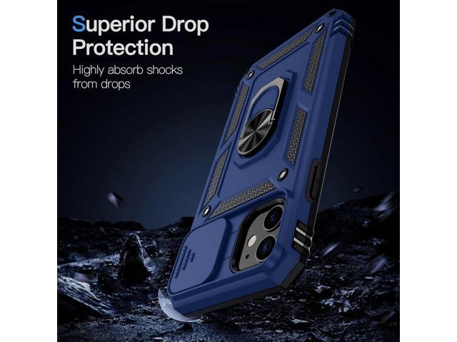 for iPhone 11 Case with Camera Lens Cover, HD Screen Protector, 10 FT Military Grade Drop Protection, Magnetic Ring Holder Kickstand Protective...