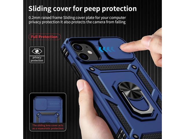 for iPhone 11 Case with Camera Lens Cover, HD Screen Protector, 10 FT Military Grade Drop Protection, Magnetic Ring Holder Kickstand Protective...