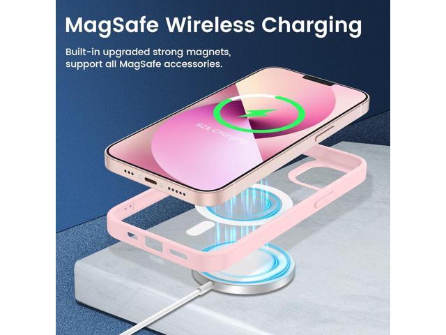VEGO for iPhone 13 & iPhone 14 Magnetic Case Compatible with MagSafe, Clear Hard PC Back + Soft TPU Frame Slim Resist Scratches Shockproof Bumper...