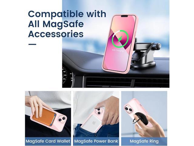 VEGO for iPhone 13 & iPhone 14 Magnetic Case Compatible with MagSafe, Clear Hard PC Back + Soft TPU Frame Slim Resist Scratches Shockproof Bumper...