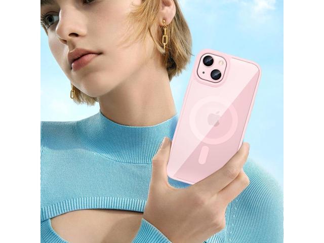 VEGO for iPhone 13 & iPhone 14 Magnetic Case Compatible with MagSafe, Clear Hard PC Back + Soft TPU Frame Slim Resist Scratches Shockproof Bumper...