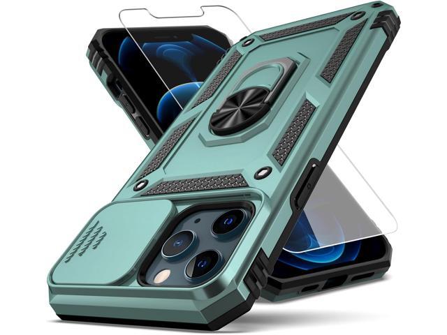 for iPhone 12 Pro Max Case,with Camera Lens Cover HD Screen Protector,[Military Grade] Ring Car Mount Kickstand Hybrid Hard PC Soft TPU Shockproof...