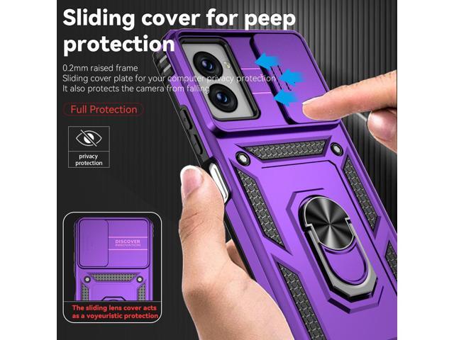 for Motorola Moto G Power 5G 2024 Case with Slide Camera Cover HD Screen Protector [Military Grade Drop Tested] Magnetic Ring Holder Kickstand...
