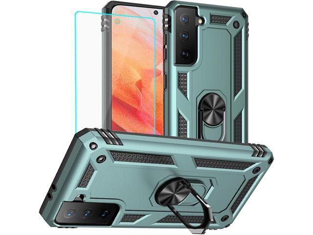 for Galaxy S21 Case: Samsung Galaxy S21 Case with HD Screen Protector - Military Grade Protective Cases with Ring for Samsung S21 (Dark Green)