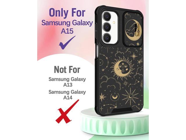 for Samsung Galaxy A15 5G Phone Case - [2in1] Women Cute Girls Phone Cover Sun Moon Black Aesthetic Camera Cover Compatible with MagSafe Ring...