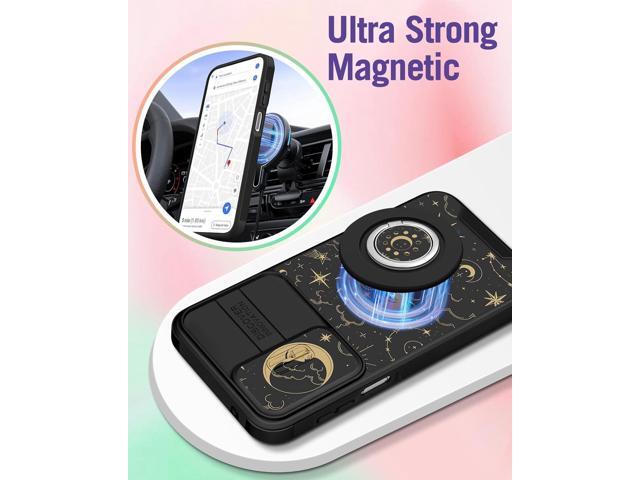 for Samsung Galaxy A15 5G Phone Case - [2in1] Women Cute Girls Phone Cover Sun Moon Black Aesthetic Camera Cover Compatible with MagSafe Ring...