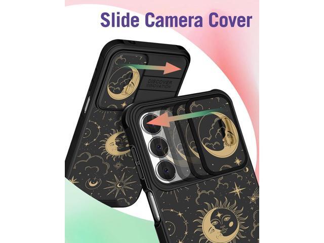 for Samsung Galaxy A15 5G Phone Case - [2in1] Women Cute Girls Phone Cover Sun Moon Black Aesthetic Camera Cover Compatible with MagSafe Ring...