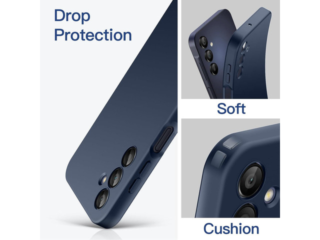Slim Fit Case for Samsung Galaxy A15 5G / 4G 6.5-Inch, Soft TPU Thin Protective Phone Cover with Matte Finish, Shockproof (Navy)