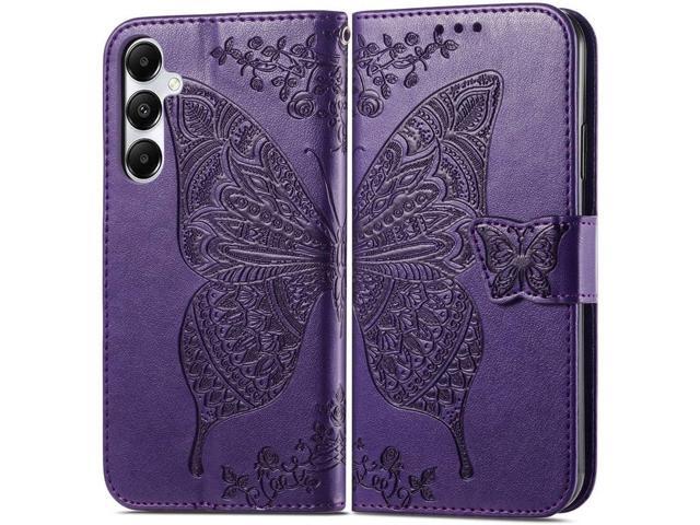for Galaxy A35 5G Phone Case Wallet,Women Flip Folio Cover with Card Holders Butterfly Embossed PU Leather Kickstand Wrist Strap Purse Case for...