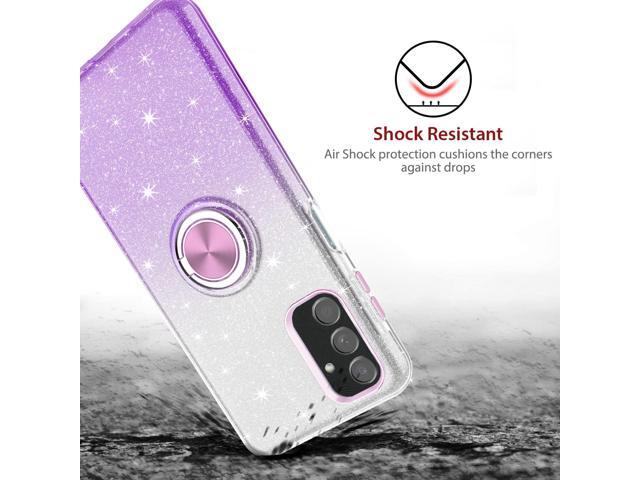 TJS Compatible with Samsung Galaxy A15 5G Case, with Tempered Glass Screen Protector, Metal Ring Magnetic Support Kickstand Tone Shinny Glitter...
