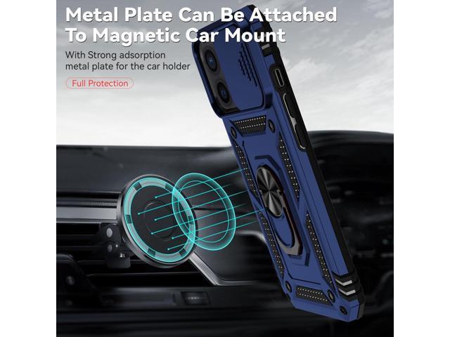 for iPhone 12 Case,with Camera Lens Cover HD Screen Protector,[Military Grade] Ring Car Mount Kickstand Hybrid Hard PC Soft TPU Shockproof...