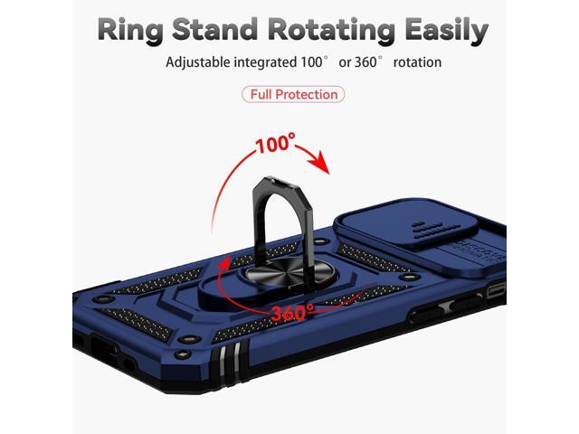 for iPhone 12 Case,with Camera Lens Cover HD Screen Protector,[Military Grade] Ring Car Mount Kickstand Hybrid Hard PC Soft TPU Shockproof...