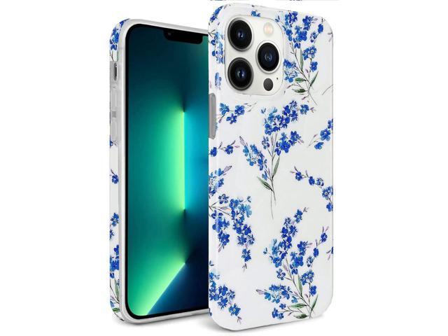 Floral iPhone 13 Pro Max Case, Soft TPU Design, Shockproof Bumper for Women & Girls - 6.7' Blue