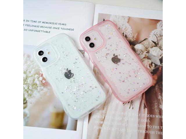 Compatible with iPhone 12 mini,Cute Kawaii Bling Sparkle Glitter Frame Shape Soft Silicone Shockproof Protective Phone Case Cover for Women Girls Pink