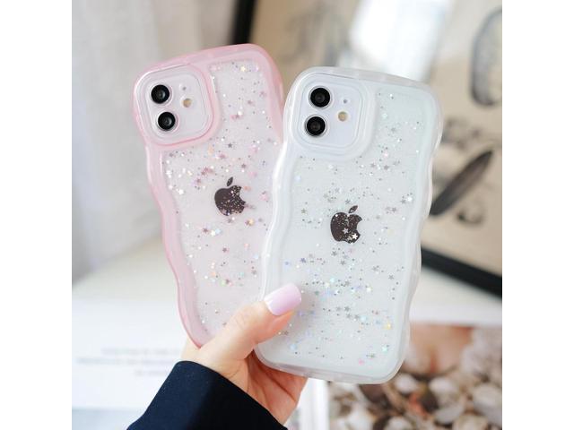 Compatible with iPhone 12 mini,Cute Kawaii Bling Sparkle Glitter Frame Shape Soft Silicone Shockproof Protective Phone Case Cover for Women Girls Pink