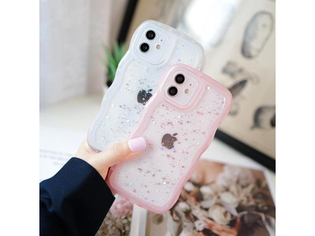 Compatible with iPhone 12 mini,Cute Kawaii Bling Sparkle Glitter Frame Shape Soft Silicone Shockproof Protective Phone Case Cover for Women Girls Pink