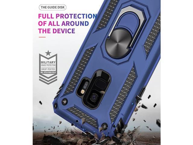 Aozuoton for Samsung Galaxy S9 Case, Military Grade 16ft. Drop Tested Ring Shockproof Protective Phone Case for Samsung Galaxy S9, Blue