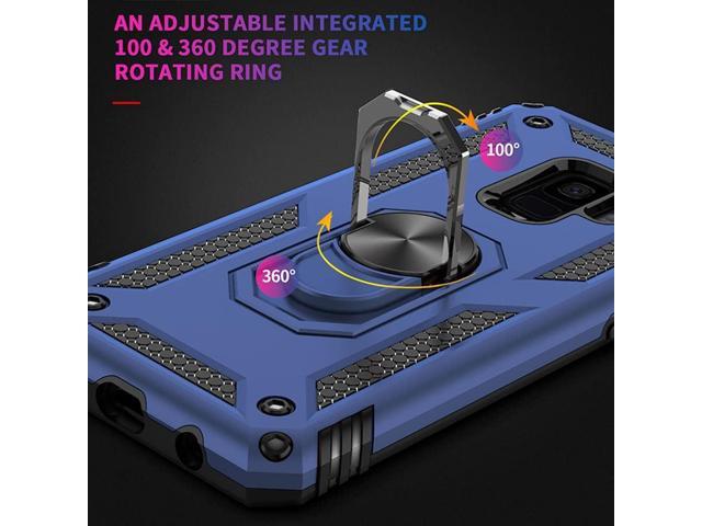 Aozuoton for Samsung Galaxy S9 Case, Military Grade 16ft. Drop Tested Ring Shockproof Protective Phone Case for Samsung Galaxy S9, Blue