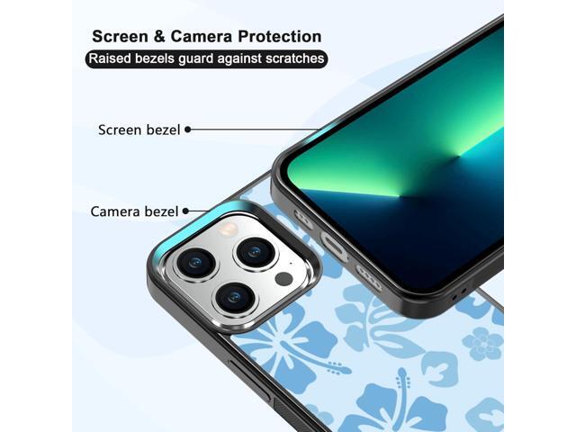 Blue Hibiscus Phone Case Compatible with iPhone 13 Pro 6.1 Inch - Shockproof Protective TPU Cute Flower Printed Phone Case Designed for iPhone 13...