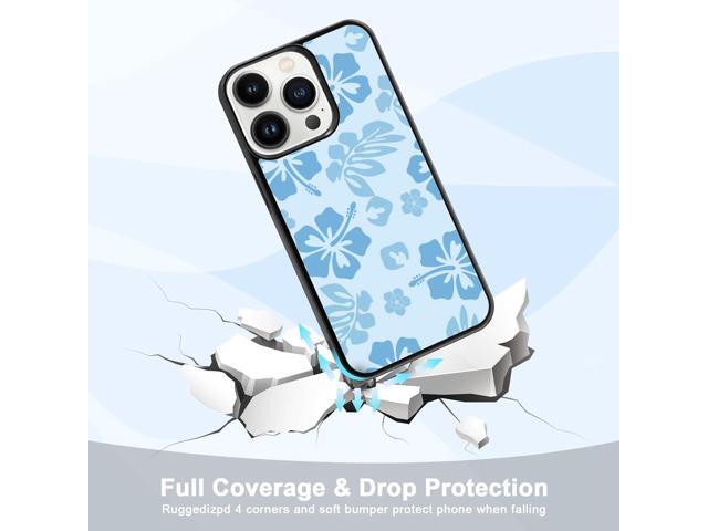 Blue Hibiscus Phone Case Compatible with iPhone 13 Pro 6.1 Inch - Shockproof Protective TPU Cute Flower Printed Phone Case Designed for iPhone 13...