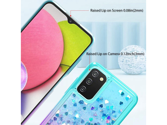 for Samsung A03S Case: Cute Clear Glitter Flowing Liquid Quicksand Soft TPU Phone Case for Samsung Galaxy A03s with Tempered Glass Screen Protector...