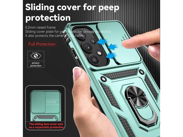 for Samsung Galaxy A35 5G Case with Slide Camera Cover HD Screen Protector [Military Grade 16ft. Drop Tested] Magnetic Ring Holder Kickstand...