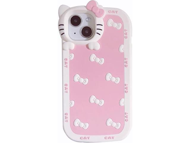 AUCAN Cute Silicone Case for iPhone 12 6.1'& iPhone 12Pro 6.1', Pink Kawaii Soft Funny Cover, Shockproof Classic Cat Bow Cellular Phone Case for...