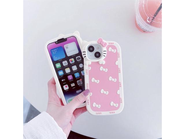 AUCAN Cute Silicone Case for iPhone 12 6.1'& iPhone 12Pro 6.1', Pink Kawaii Soft Funny Cover, Shockproof Classic Cat Bow Cellular Phone Case for...