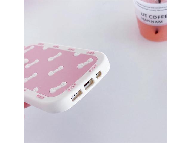 AUCAN Cute Silicone Case for iPhone 12 6.1'& iPhone 12Pro 6.1', Pink Kawaii Soft Funny Cover, Shockproof Classic Cat Bow Cellular Phone Case for...