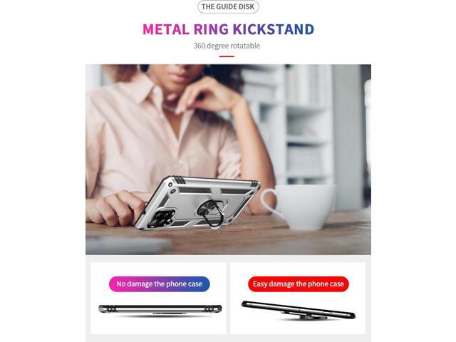 Military Grade Drop Impact for Samsung Galaxy A42 5G Case with Screen Protector 360 Metal Rotating Ring Kickstand Holder Armor Heavy Duty...