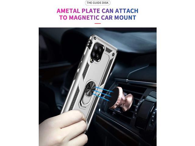 Military Grade Drop Impact for Samsung Galaxy A42 5G Case with Screen Protector 360 Metal Rotating Ring Kickstand Holder Armor Heavy Duty...