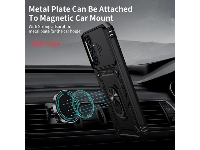 for Samsung Galaxy A25 5G Case with Slide Lens Cover, HD Screen Protector, Military Grade Drop Protection, Magnetic Rotated Ring Holder Kickstand...