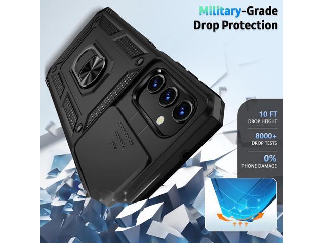 for Samsung Galaxy A25 5G Case with Slide Lens Cover, HD Screen Protector, Military Grade Drop Protection, Magnetic Rotated Ring Holder Kickstand...