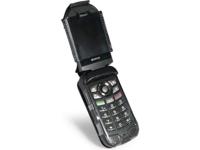 Nakedcellphone Fitted Series for Kyocera DuraXV Extreme, DuraXE Epic, DuraXA Equip Case, Black Vegan Leather Cover with [Built-in Screen...
