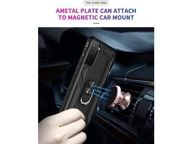 Military Grade Drop Impact for Samsung Galaxy S21 Plus Case Galaxy S21 Plus 5G Case 360 Metal Rotating Ring Kickstand Holder Armor Heavy Duty...